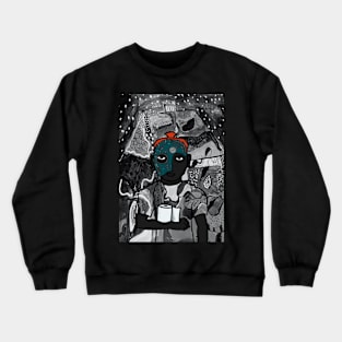 MaleMask NFT with SteampunkEye Color and DarkSkin Color - Mystery Night Background Crewneck Sweatshirt